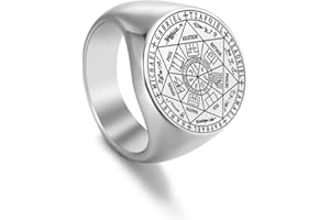 Amaxer Anillo de acero inoxidable Viking The Seal of The Seven Arcángeles Protección Amuleto Sello Solomon Kabbalah Pulido Joyería para hombres y mujeres