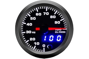 Supmico Motor de Coche 52mm Kit medidor de presión de Aceite Marcar Digital Doble Indicador Pantalla de luz LED 7 Colores Universal
