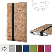 Filz Handytasche SINTRA mit Kork Linea Natur (hellgrau) - Maßanfertigung für alle Handymodelle z.B. Fairphone, iPhone, Samsung, Sony, Huawei, HTC uvm - handgefertigte Smartphone Hüllen von flat.design