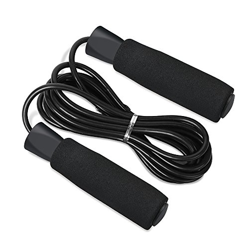 Springseil,Techrise Jump Rope Speed Rope seilspringen mit hautfreundlichen Griff und einstellbares Soft Seil für Fitnesstraining abnehmen Fat Burning übungen, für Kinder und Erwachsene -Schwarz - 2