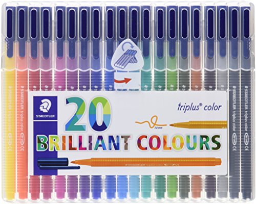 Staedtler 323 SB20 Filzstifte triplus color (dreikant, Set mit 20 brillanten Farben, hohe Qualität Made in Germany, CE - kindgerecht DIN EN-71, stabile, eindrucksichere Spitze, Linienbreite ca. 1 mm)