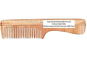 SVATV Ręcznie wykonany grzebień z drewna miodlowego do rozczesywania włosów dla grubych, kręconych i falistych włosów, nietoksyczny i przyjazny dla środowiska z szerokimi zębami do wzrostu włosów - (N-73)