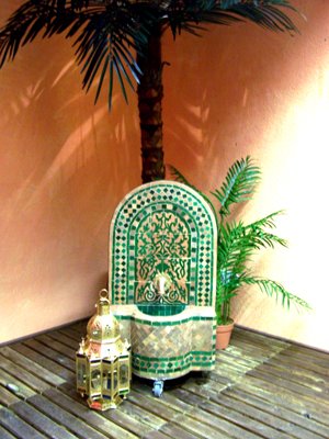 Marokkanischer orientalischer ORIGINAL Mosaik Gartenbrunnen Brunnen Mosaikbrunnen Zimmerbrunnen inklusive Pumpe Alba Grün, 85cm - 4