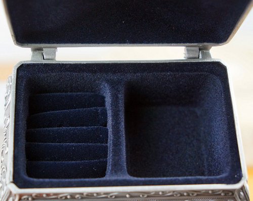 Unendlich U Luxus Synthetik Schmuckkasten Rectangle-Form Lieben Schmuckkästchen für Damen,Reines Zinn-Schmuckstück,Silber - 5
