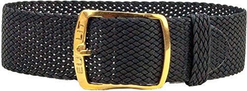 Kristall Ersatzband Perlonband Textilband Schwarz, geflochten, wasserfest 25593G, Stegbreite:14mm