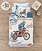 Produktbild Cross Speed Racer, 100% Baumwolle multifunktionale vier Saison Motorrad unter dem Motto Bettwäsche Set, gesteppte Tagesdecke / Bettbezug Set, Single Size, 3 PCS