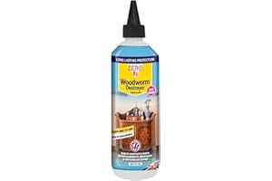 Zero In Woodworm Destroyer – 500 ml Wood Preservative Ready-to-Use Kills Woodworm, Longhorn, Furniture Beetles, and Termites Prevents Reinfestation and Damage to Wooden Furniture and Timber
