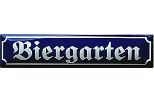 Blechwarenfabrik Braunschweig Kultschild Straßenschild Biergarten aus Blech Mehrfarbig, Maße: 16cm x 3,5cm, STRM001