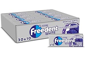 FREEDENT WHITE - Chewing Gum Sans Sucre - Goût Menthe Forte - 30 Paquets de 10 Dragées - Grand Format 300 Dragées - 420g