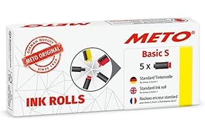 Original Meto Rouleaux encreurs pour étiqueteuse Arrow S, réf. 9505909 (1 ligne x 8 caractères pour étiquettes de 22 x 12 mm), 5 unités, noir
