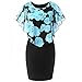 Produktbild Elegant Damen Schlauchrock Casual Plus Size Rose Print Schmetterlingshülse Chiffon O-Neck Rüschen Minikleid Blusenkleid Kleider Partykleid Abendkleider