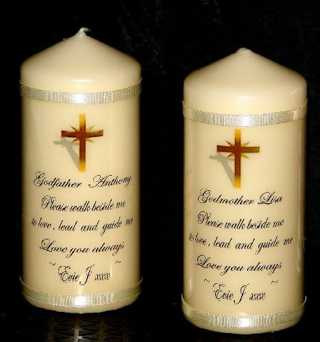 Godparents thank you gift. Personalised message candle in your own words
