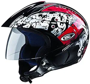 Studds Marshall D2 Open Face Helmet (Black Red, L)