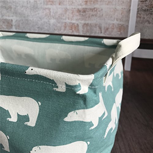 Inwagui Faltbaren Aufbewahrungskorb Wäschekorb Kinder aufbewahrung Spielzeug Warenkorb Kleidung Halter mit Deckel 39* 25* 22cm-Bär B - 4