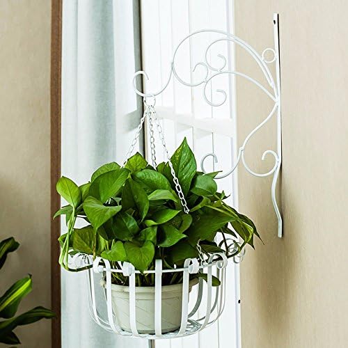 Piontth Creative White Iron Flower Stand Balcony Wall Hanging Basket Flower Pot Holder For Wall Mounted Flower Pot House Decorative Storage Rack ( Size : 2pcs )