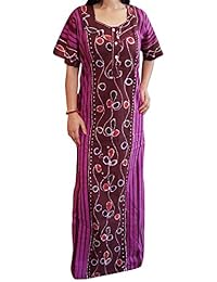Indiatrendzs Women Nighty Maroon Cotton Printed Night gowns 42