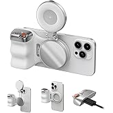 TELESIN Fun Shot Manyetik Telefon Kamerası Tutacağı + C03 Manyetik Selfie Işığı (G&uuml;m&uuml;ş) Paket Kiti iPhone ve Android ile Uyum