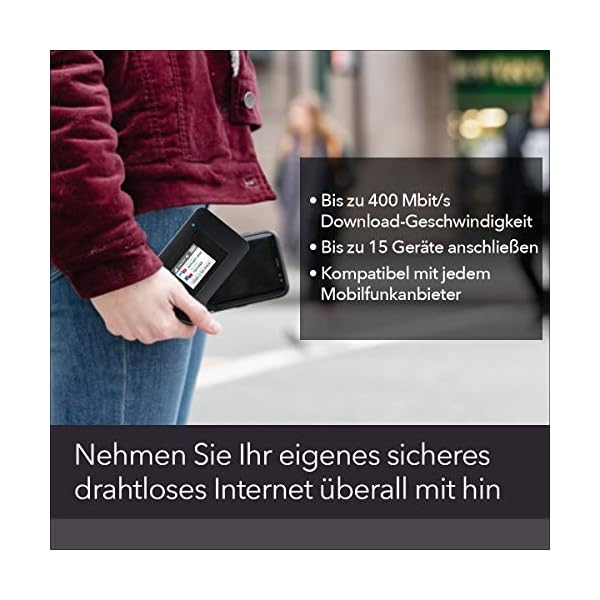 NETGEAR AirCard Mobiler WLAN Router / 4G LTE Router AC797 (bis zu 400 Mbits/s Download-Geschwindigkeit, Hotspot für bis zu 15 Geräte, WLAN überall einrichten, für jede SIM-Karte freigeschaltet) – Bild 3