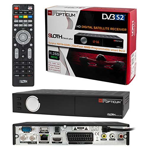 SATELLITEN SAT RECEIVER ✨ HB DIGITAL SAT DVB-S2 SET: Opticum HD Classic Plus Receiver + HDMI Kabel mit Ethernet Funktion und vergoldeten Anschlüssen ( H.265 HEVC Full HD, HEVC/H.265, HDTV, HDMI, USB 2.0, RJ45 Lan, SCART, RCA, S/PDIF, Conax Karten Leser DVB-S DVBS DVB-S2 ) - 2