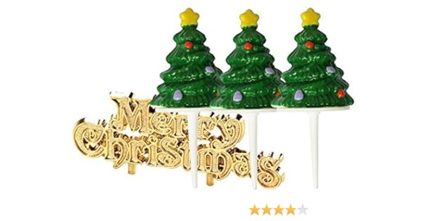 Anniversary House Bx266 Mini Trees And Gold Merry Christmas Cake Topper 4 Pcs Amazon Co Uk Toys Games