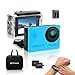 Produktbild Action Kamera WIFI Sports Cam 4K Camera 16MP Ultra Full HD Unterwasserkamera Helmkamera Wasserdicht mit 2 1050mAh Akkus, Fernbedienung und Transporttasche -- Blau