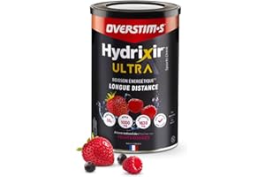 Overstim.s - Boisson énergétique Hydrixir Ultra (400g) - 3 sources de glucides - 4 électrolytes - 6 vitamines - BCAA + Glutamine - Bicarbonate de sodium - Saveur peu sucrée - Fruits rouges