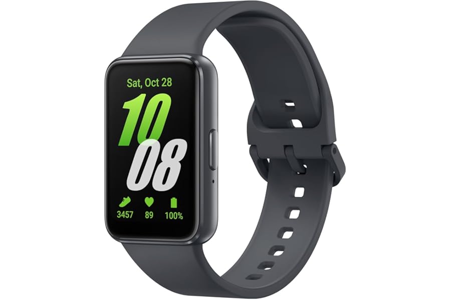 Samsung Galaxy Fit3 Fitness Band, Long Life Battery, Drop/SOS Detection, Barometer, IP68, Sleep Monitor, Over 100 Exercises, Notifications/Music Management, Gray