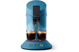 PHILIPS Senseo Original Plus Machine à café à dosettes, Sélection de l'intensité du café, Technologie Coffee Boost, 2 tasses a la fois, Plastique recyclé, Bleu Paon (CSA210/00)