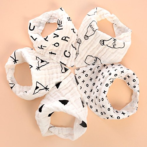 Bebé Bandana Baberos - 5pcs Baberos Super Absorbente y Suave de Algodón Orgánico para Bebés, Recién Nacidos, Lactantes, Niños Pequeños