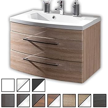 Aqua Bagno Badmöbel 80 cm inkl. Keramik Waschtisch Waschplatz