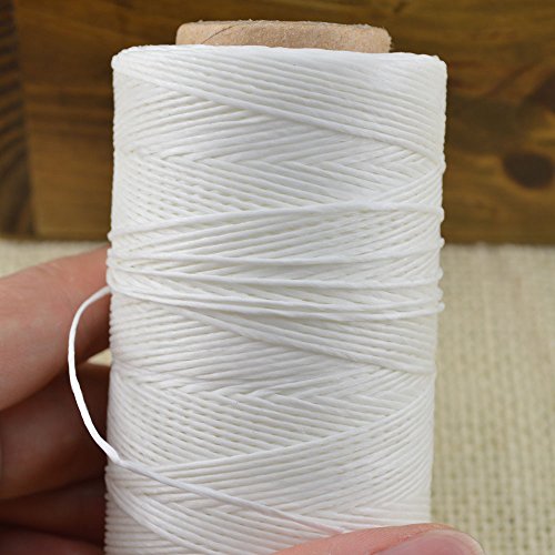Schwarz Braun Grau Weiß 220 m x 0,8 mm Nähen Leder gewachst Waxing Polyester Gewinde weiß