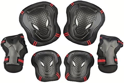 Ecent 6pcs Set Skateboard Roller Blading Elbow Knee Wrist Protective Safety Gear Pad Guard for Kids/Adult