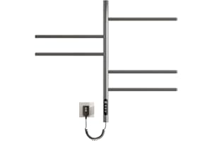 SKYLYZH Handtuchheizkörper, 420 x 660 mm, 180° Drehung, Handtuchtrockner Wandmontage, Intelligenter Konstanttemperatur Handtuchheizer, Elektrischer Handtuchwärmer, Energieeffizient-Grey