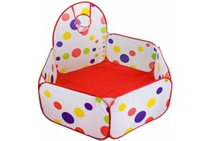 KIDSZONE Pop Up Kids Play Tent Ball Pit for Kids, Boys, Girls, Babies and Toddlers, Indoor/Outdoor Playhouse, Birthday Gifts, NO BALLS INCLUDED (Red Dotted)