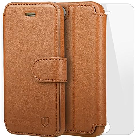 iPhone 5S Case iPhone SE Case, TANNC Flip Leather Wallet Phone Case [Screen Protector Included] [Layered Dandy] - [Card Slot][Flip][Wallet] - For Apple iPhone 5/ 5S/ SE Devices - Brown