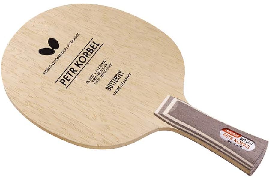 Butterfly Petr Korbel Table Tennis Blade - 5-ply All-Wood Blade - Professional Table Tennis Blade - Available in FL and ST Shakehand Handle Styles - Made in Japan