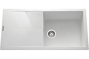 Astini Livio XL 1.0 Bowl Granite White Kitchen Sink & Waste