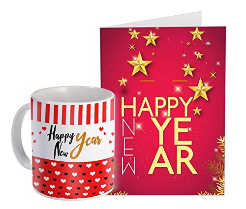 Sky Trends New Year Gifts and Merry Christmas Gifts 2018 Gifts Printed Coffee Mug with Printed Greeting Card for New Year Gifts for Friend Girlfriend Boy Friend 010