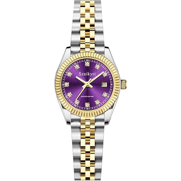 Szaikyri Klassiek horloge voor vrouwen met gemakkelijke leestijd, Arabische cijfers, dameshorloge met kalender, waterbestendig, Zilver-roségoud Zwart, Klassiek