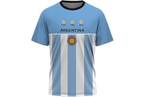 YuanDiann Bambini 2022 Coppa del Mondo di Calcio Argentina Vince Commemorative Magliette 3 Stelle Bandiera Nazionale Stampa Manica Corta Girocollo Casual Sportivo T Shirt