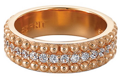 Esprit Damen-Ring 925 Sterling Silber rhodiniert Kristall Zirkonia Pellet rose wei