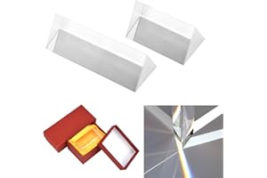 DTYGUIXE 2PCS Prisme Triangulaire Prisme Photographie en Cristal K9 Prisme Optique Physique Prisme d'Enseignement Cristal Triangulaire Prisme Refraction avec Boite Cadeau pour Spectre de Lumière