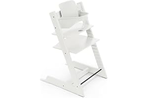 Seggiolone Tripp Trapp di Stokke, White - Include Sedia + Baby Set 2 per bambini tra 6-36 mesi - Regolabile, Ergonomico e Facile da pulire