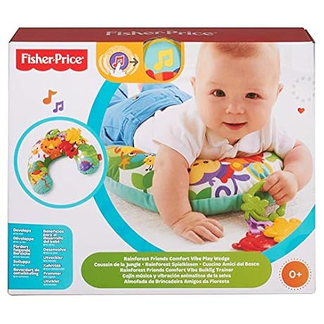 Fisher Price Coussin de la Jungle Jeu sur le Ventre et Assis Musique et Vibrations Appaisantes pour Bb ds la Naissance CDR52