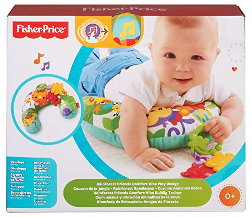 Fisher-Price Coussin de la Jungle, Jeu sur le Ventre et Assis, Musique et Vibrations Appaisantes pour Bébé, dès la Naissance, CDR52
