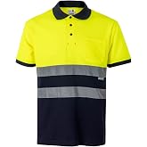 VELILLA 305513 Polo Cotton M/C Bicolour High Visibility Colour Fluorine Orange/Navy Blue Size L