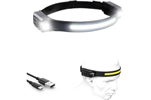 E-SMARTER Stirnlampe LED Wiederaufladbar USB, [2 Seitenlichter] Superheller Kopflampe, 230° Sensor Stirnlampe 5 Lichtmodi Lei