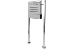 Maxstore STILISTA Standbriefkasten, V2A Edelstahl, Zeitungsfach, Modellwahl, Sichtschlitze