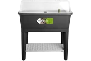 Elho Noa stół do uprawy roślin 80 – podwyższona grządka z pokrywą i systemem nawadniania – grządka na zioła ze 100% plastiku pochodzącego z recyklingu – Ø 78,5 x wys. 34,2 cm – czarny/czarny Living