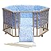 BABY VIVO WOODEN PLAYPEN 6-SIDE WITH REMOVABLE WASHABLE INLAY BLUE